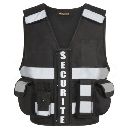 GILET TACTIQUE NOIR HAUTE VISIBILITE THOR